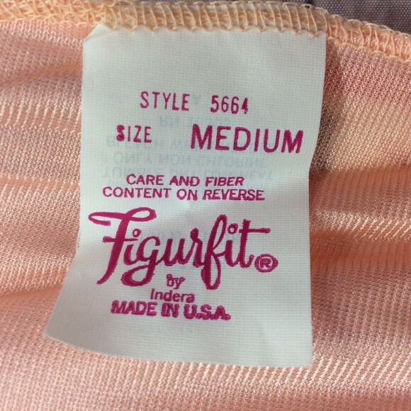 Vtg Figurfit Long Nightgown Women's Sz M Peach Sheer Accordion Pleats Lace Flowy - Picture 2 of 11